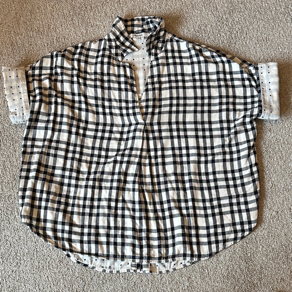Madewell Courier Plaid Button Back Top